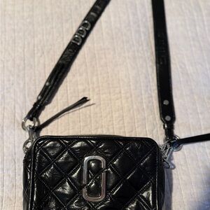 Marc Jacobs Black Quilted Crossbody Bag with Glossy Finish